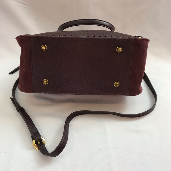 NWOT OR YANY Burgundy Large Leather Studded Satchel - Picture 11 of 12